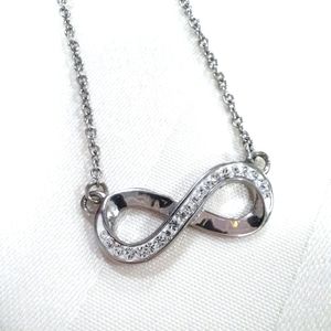 Silver Rhinestone Infinity Symbol Necklace